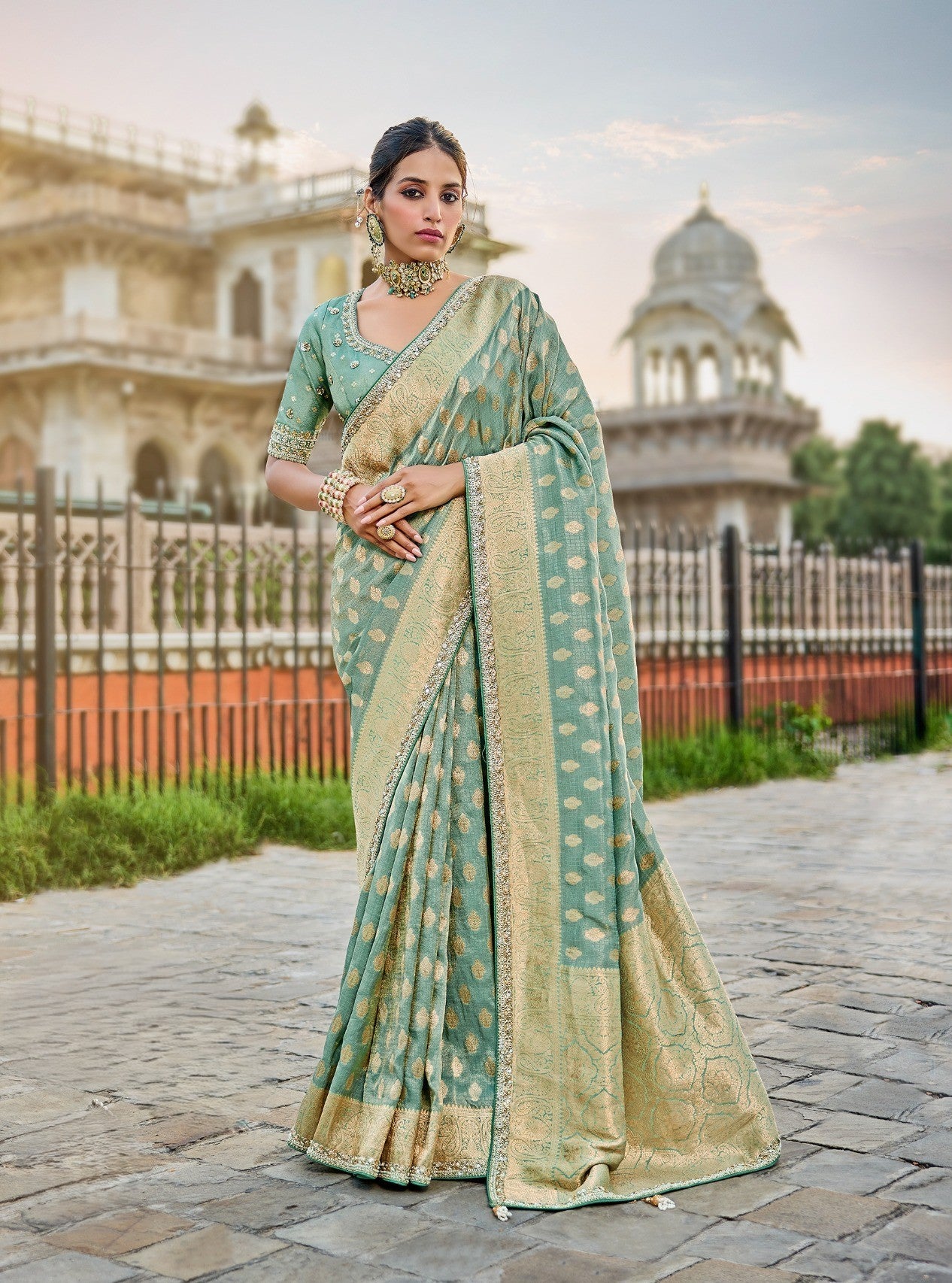 Pastel Green Viscose Saree – Soft & Elegant - Krishree