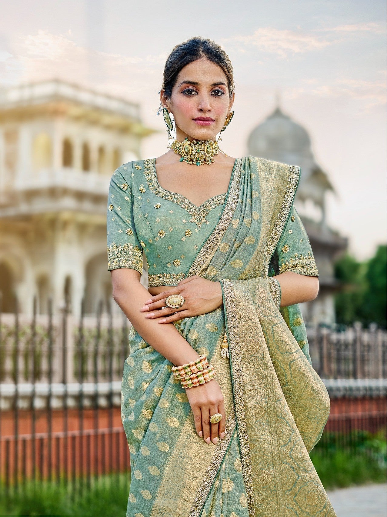 Pastel Green Viscose Saree – Soft & Elegant - Krishree