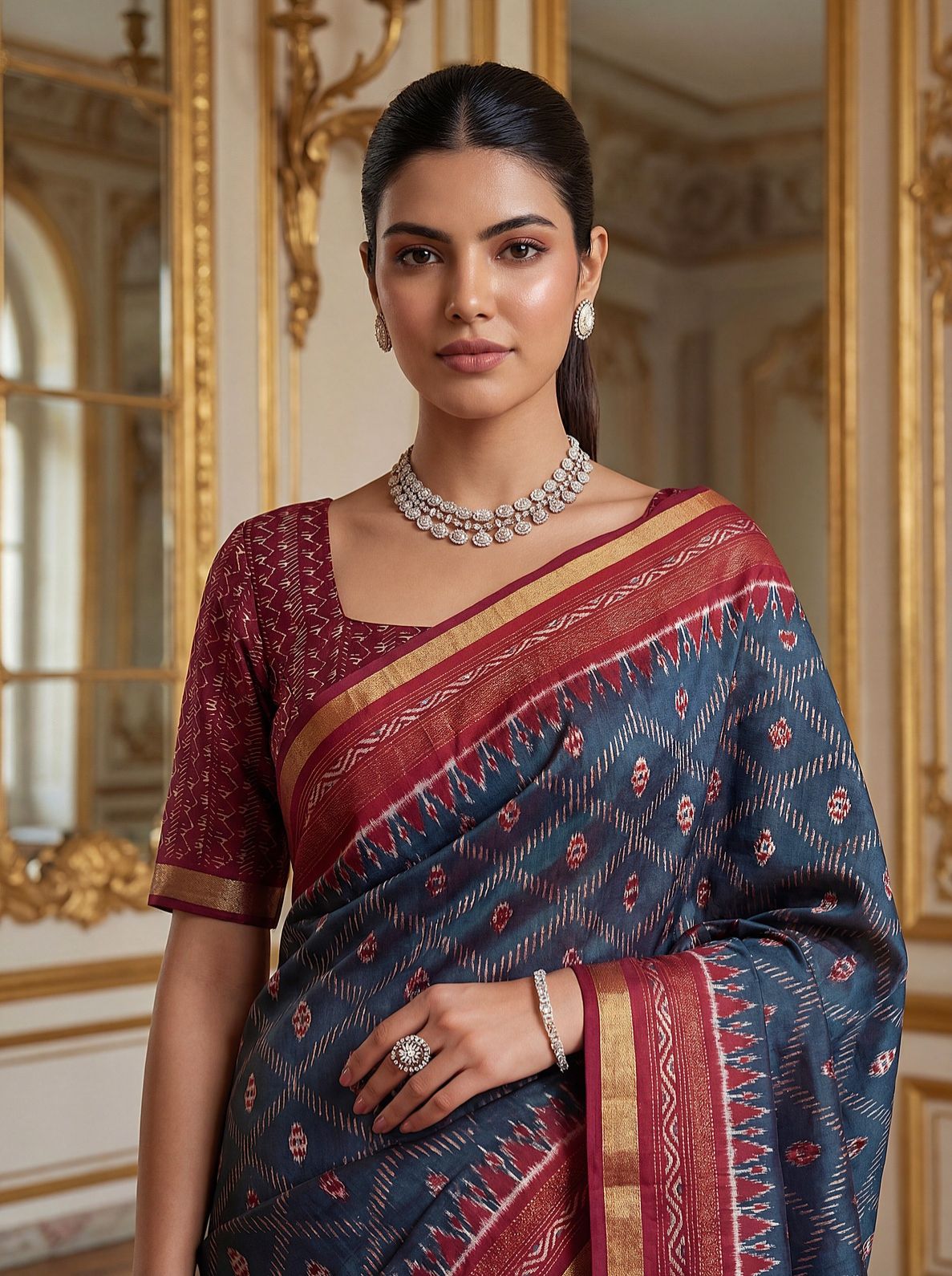 Pure Cotton Ikat Pattern Saree