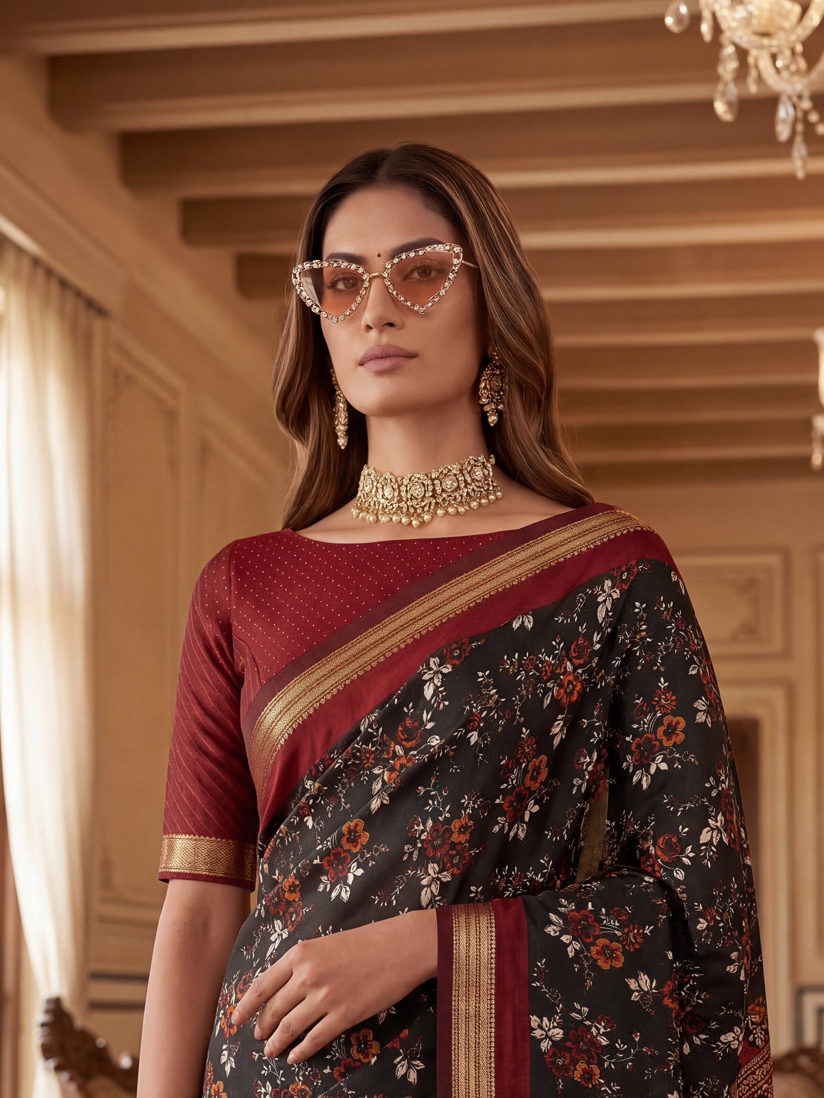 Elegant Floral Print Saree