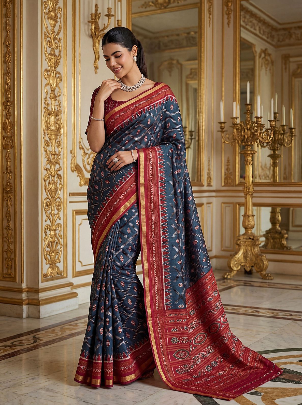 Pure Cotton Ikat Pattern Saree