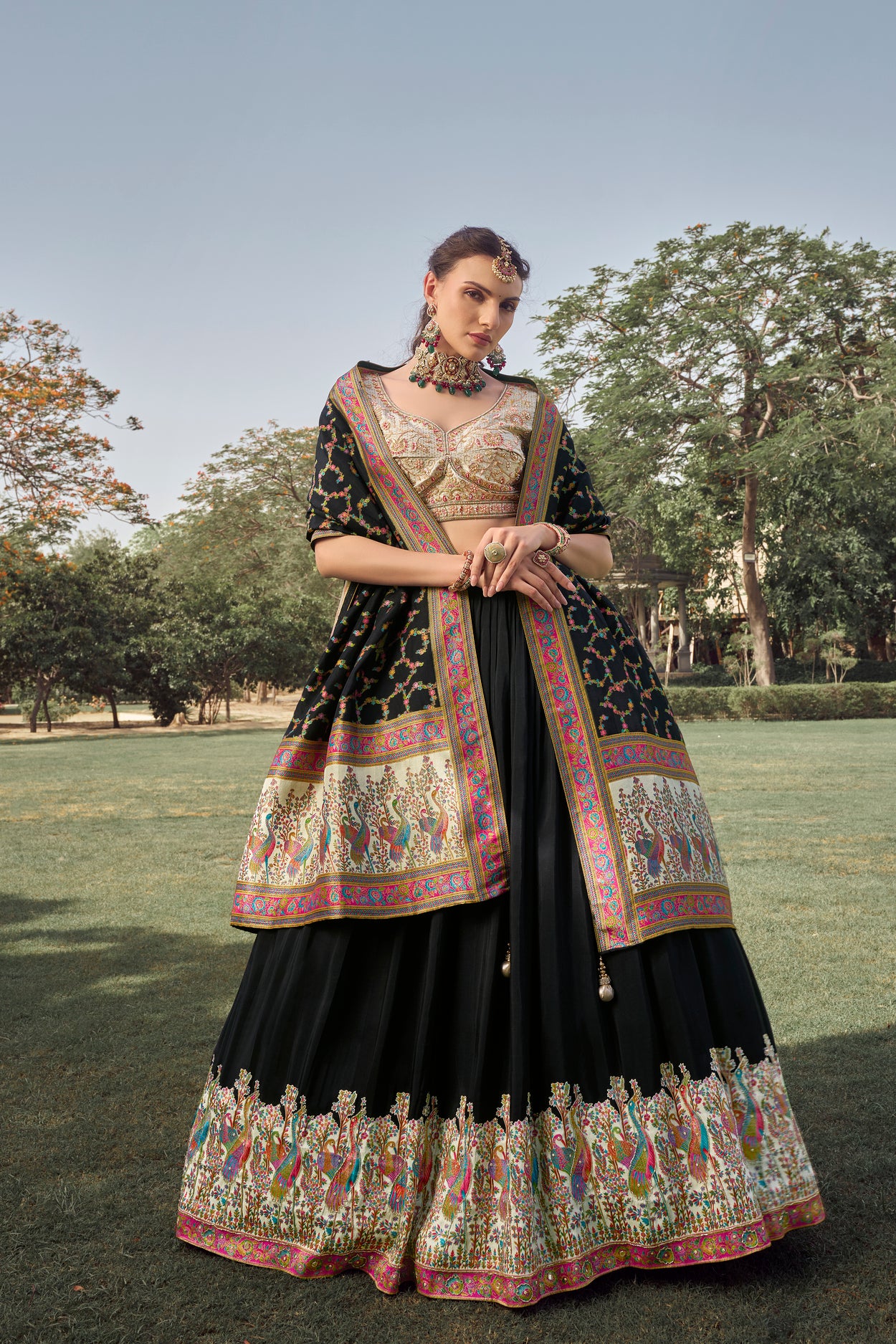 Pure Silk Black Lehenga Set – Graceful Traditional Wear - Krishree