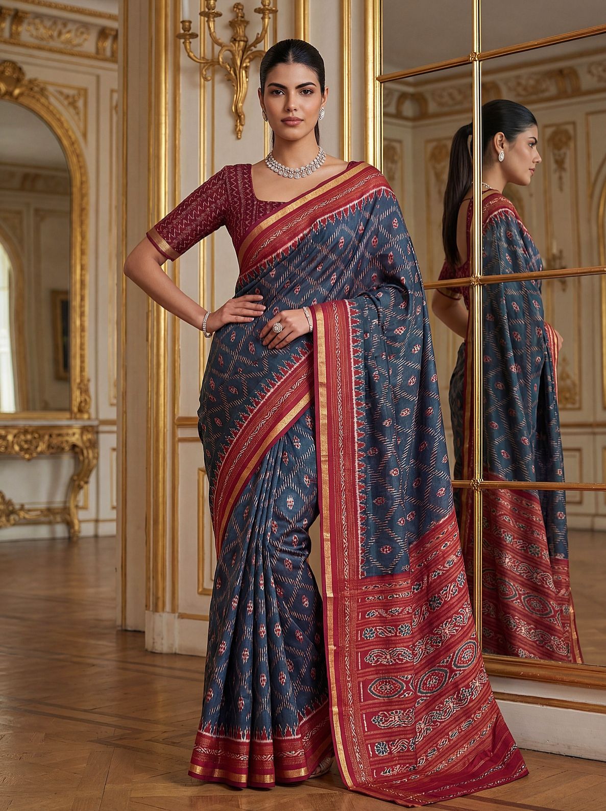 Pure Cotton Ikat Pattern Saree