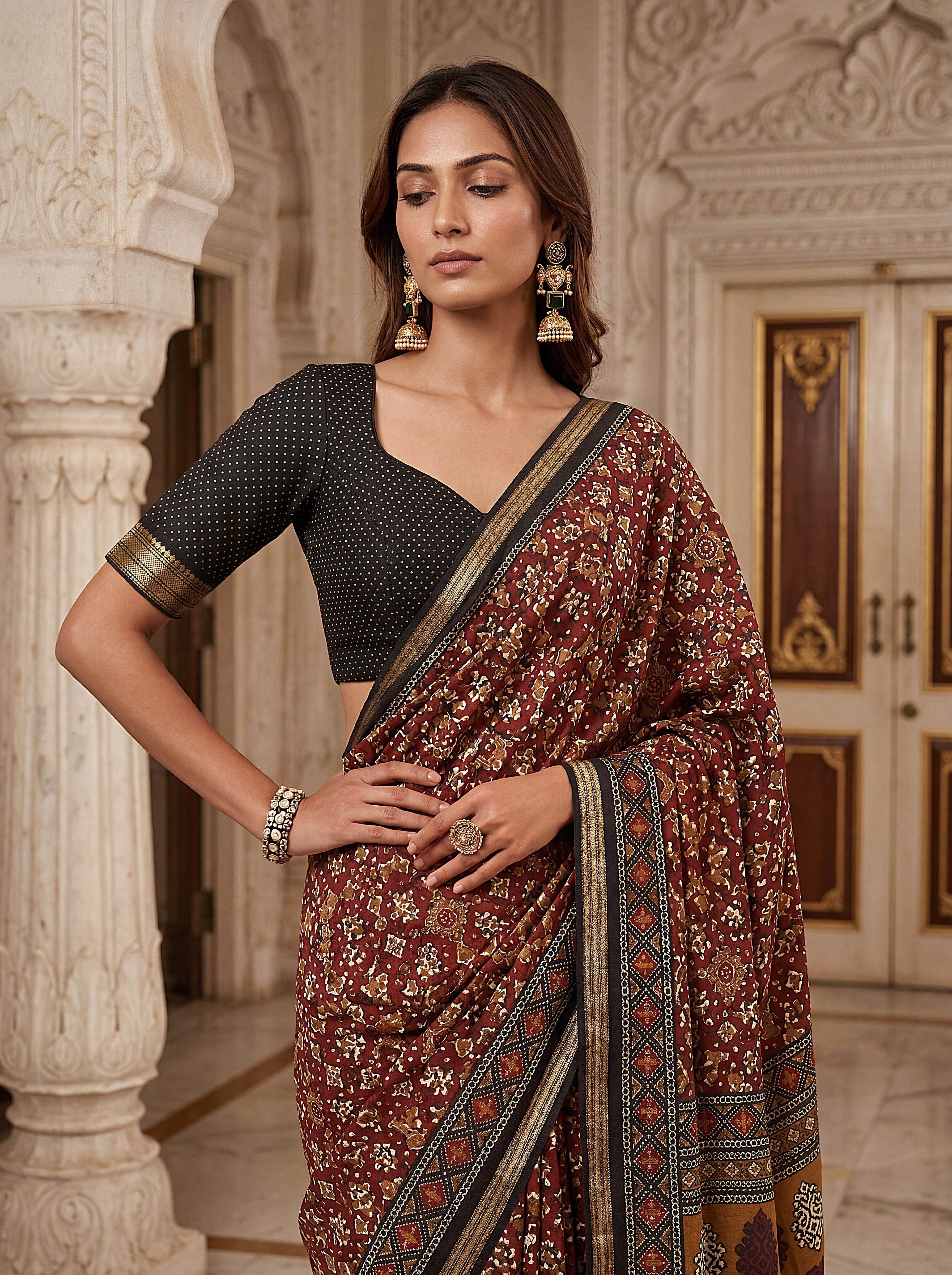 Ikat Saree & Designer Pallu