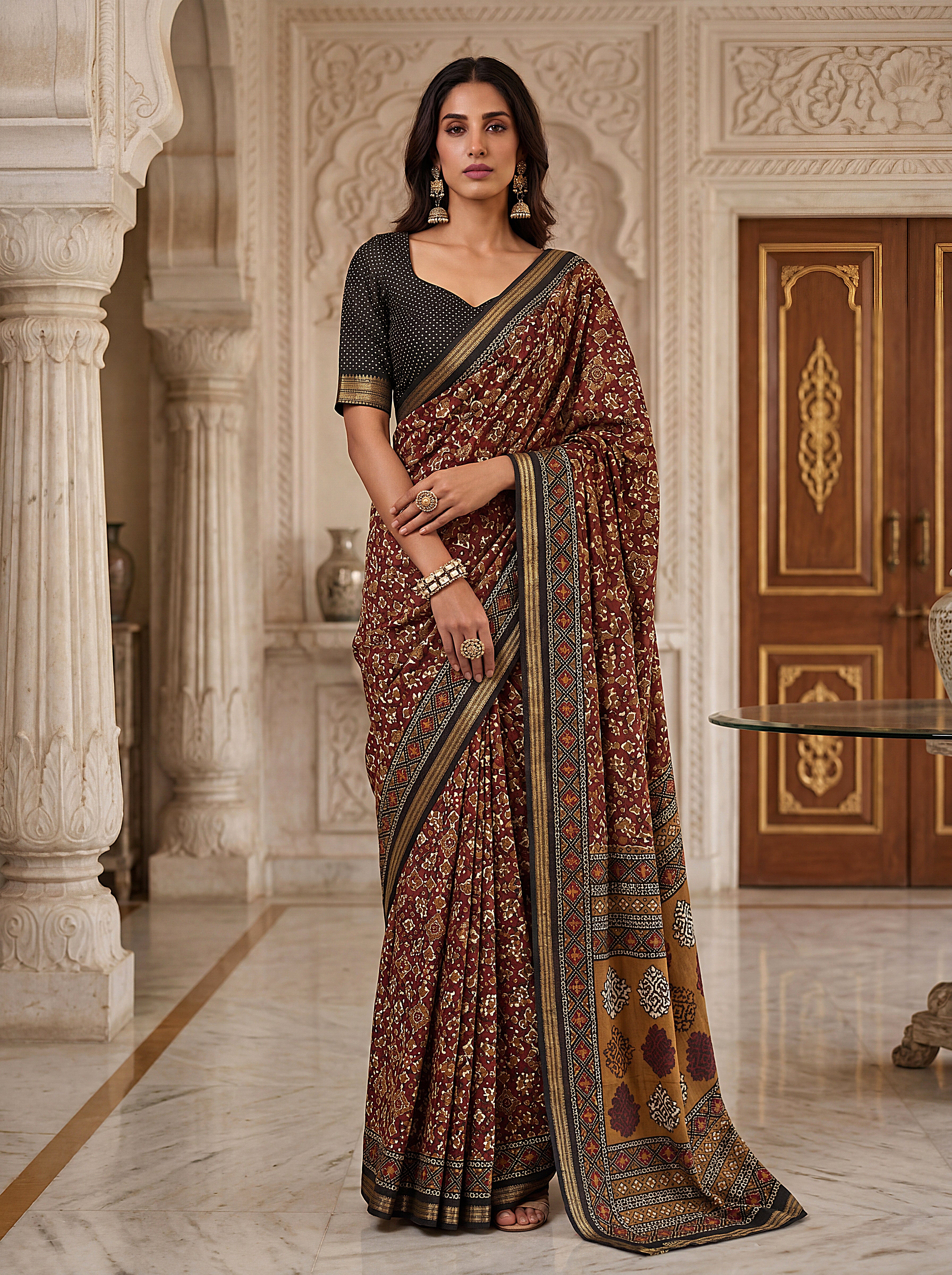Ikat Saree & Designer Pallu