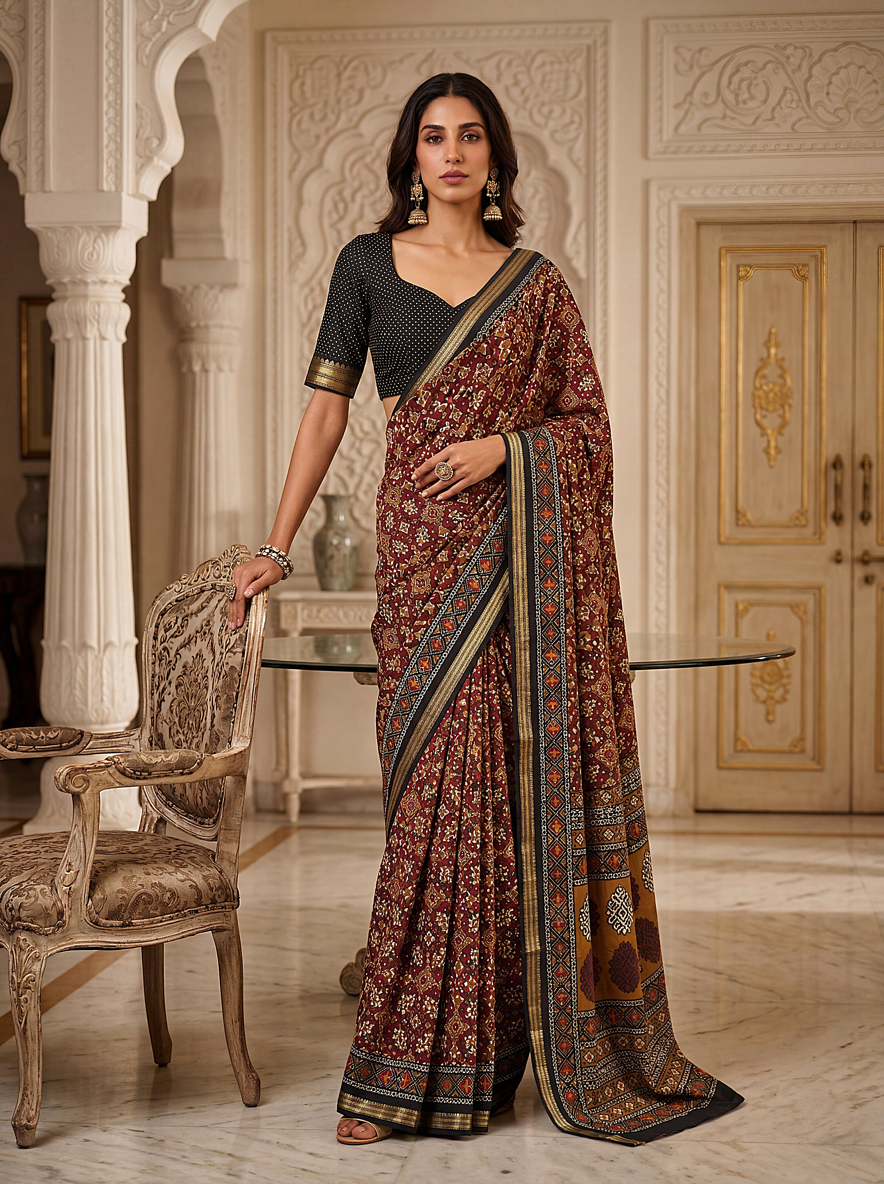 Ikat Saree & Designer Pallu