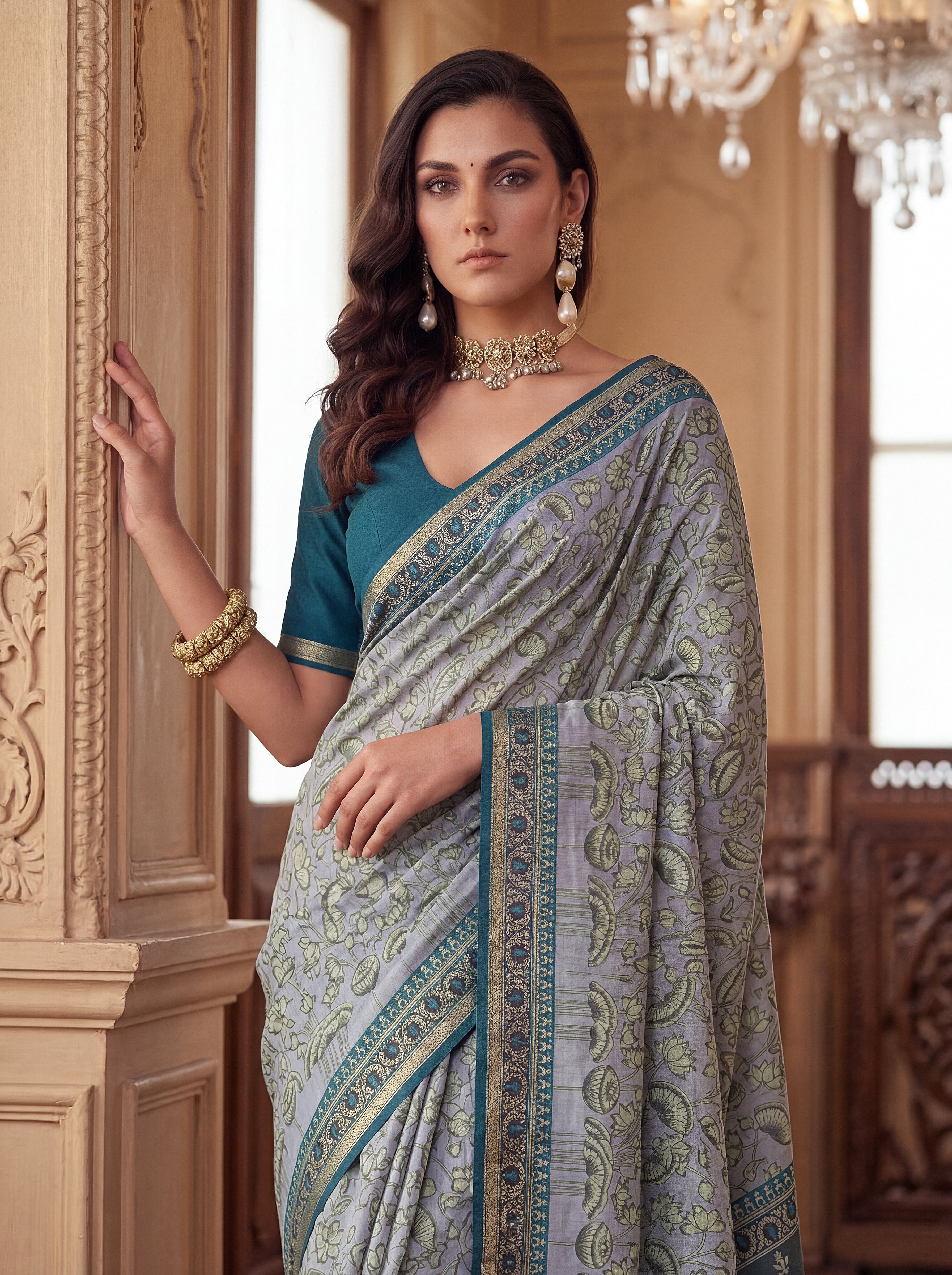 Pure Cotton Saree with Floral Pallu