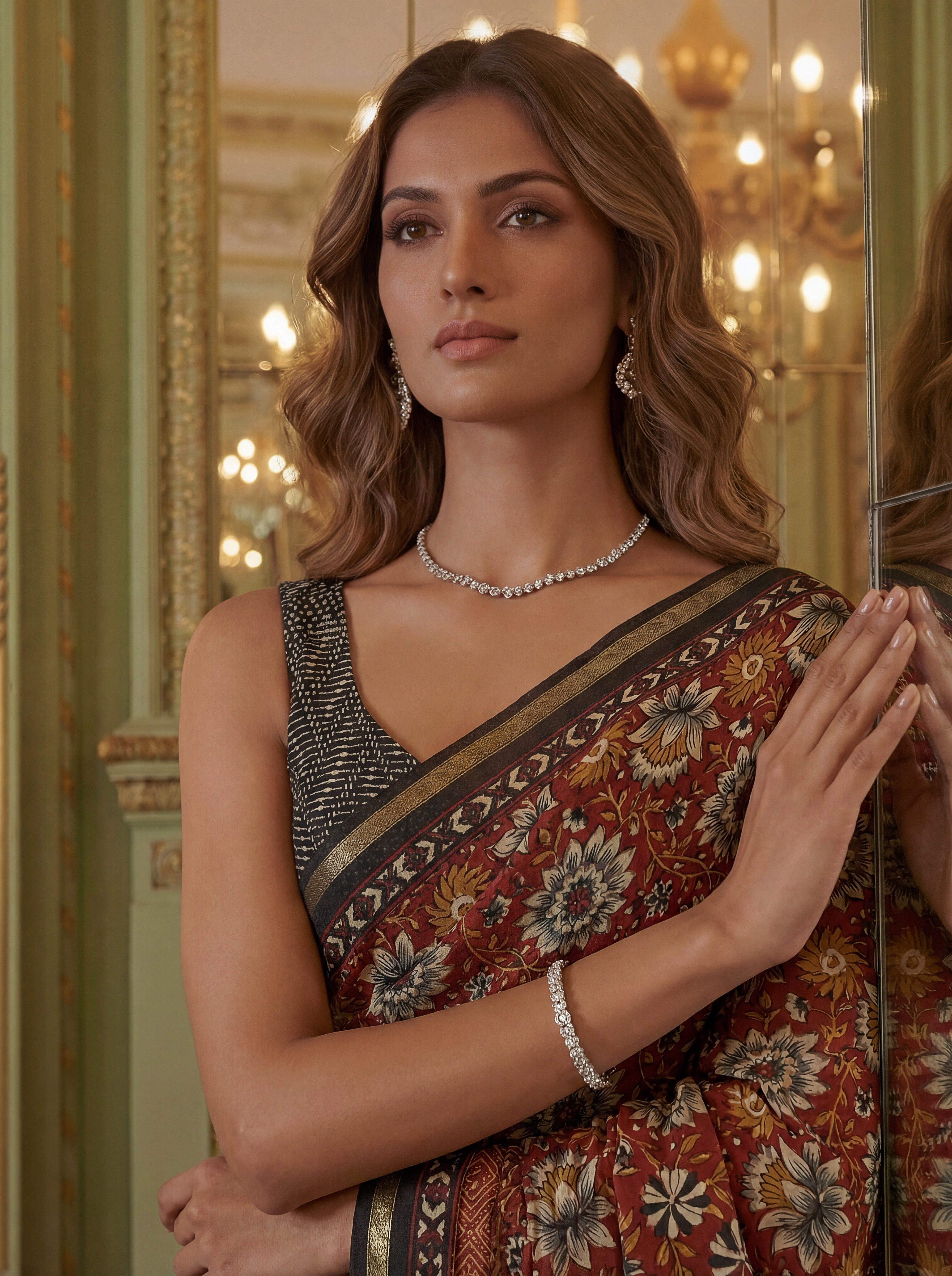 Floral Butti Saree with Zari Border