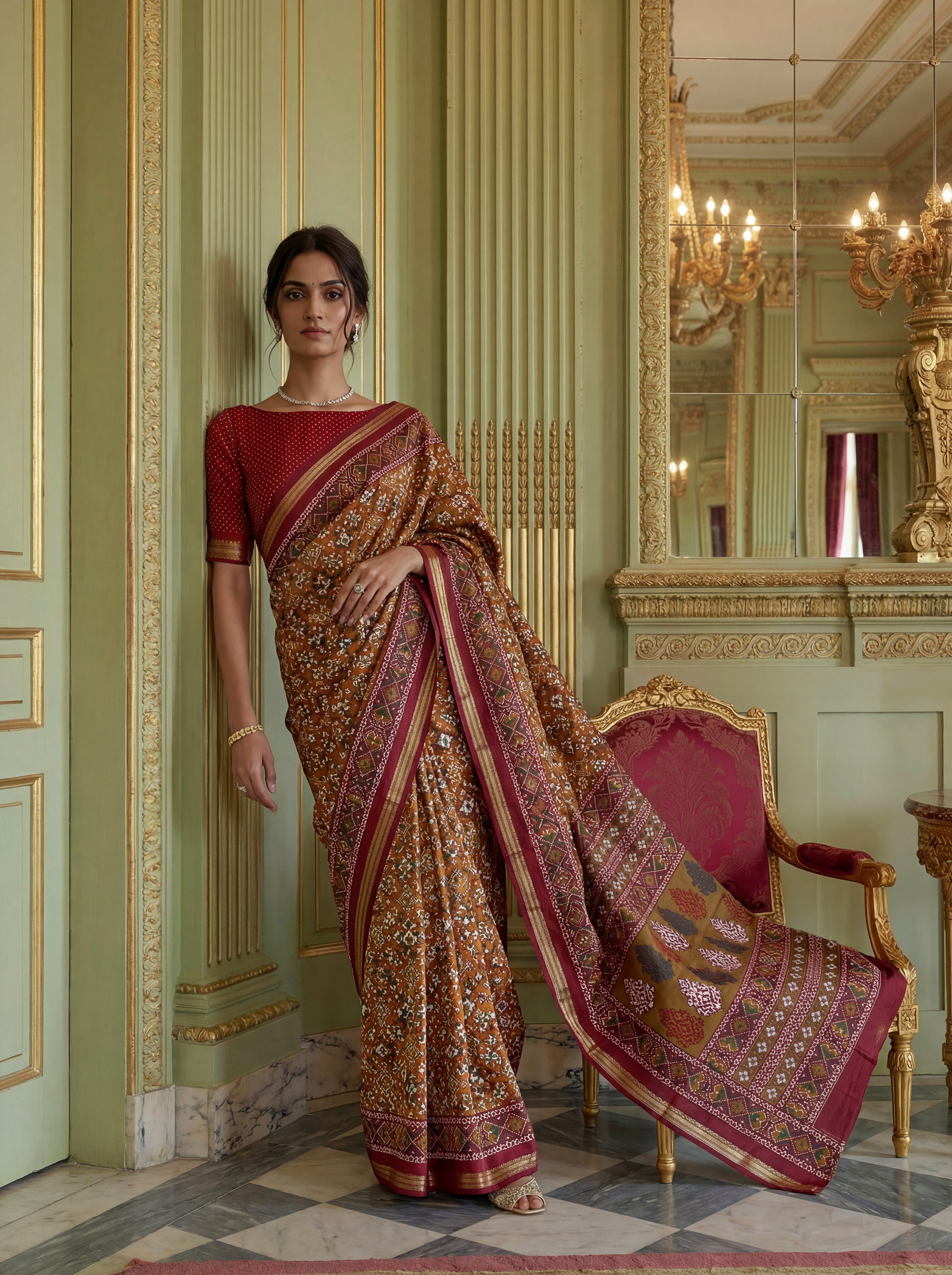 Ikat Saree & Designer Pallu