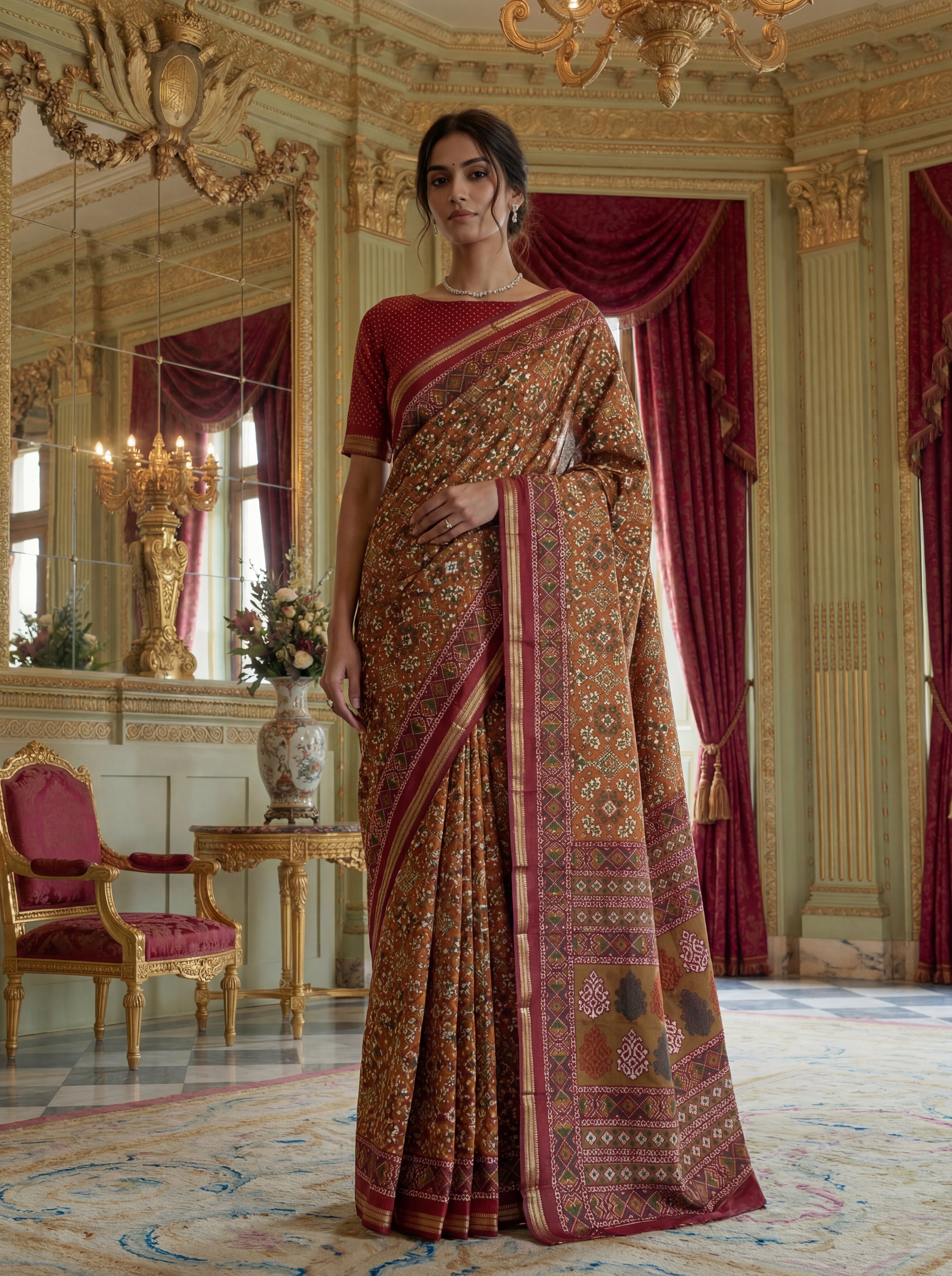 Ikat Saree & Designer Pallu