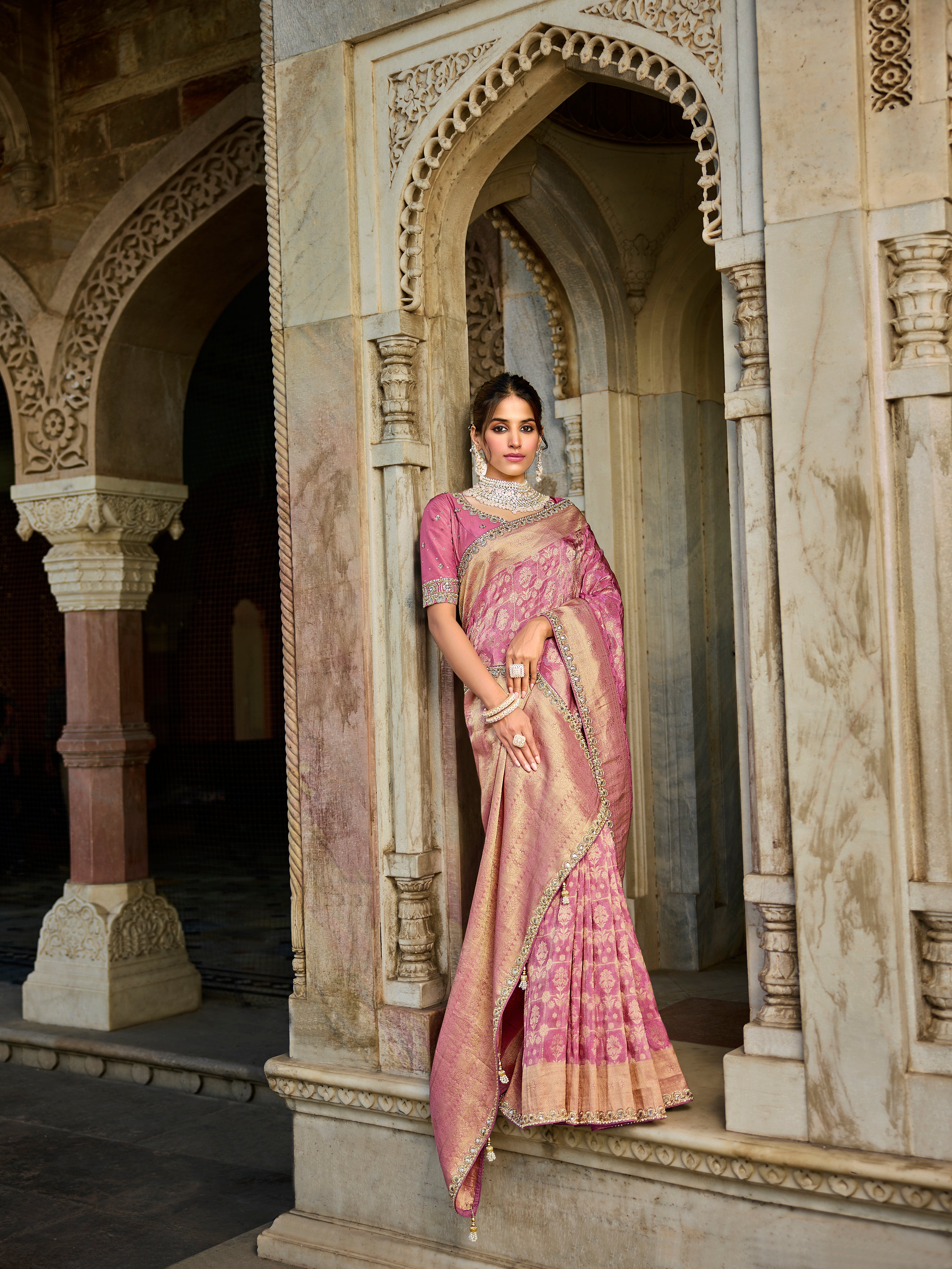 Blush Pink Viscose Blend Saree - Krishree