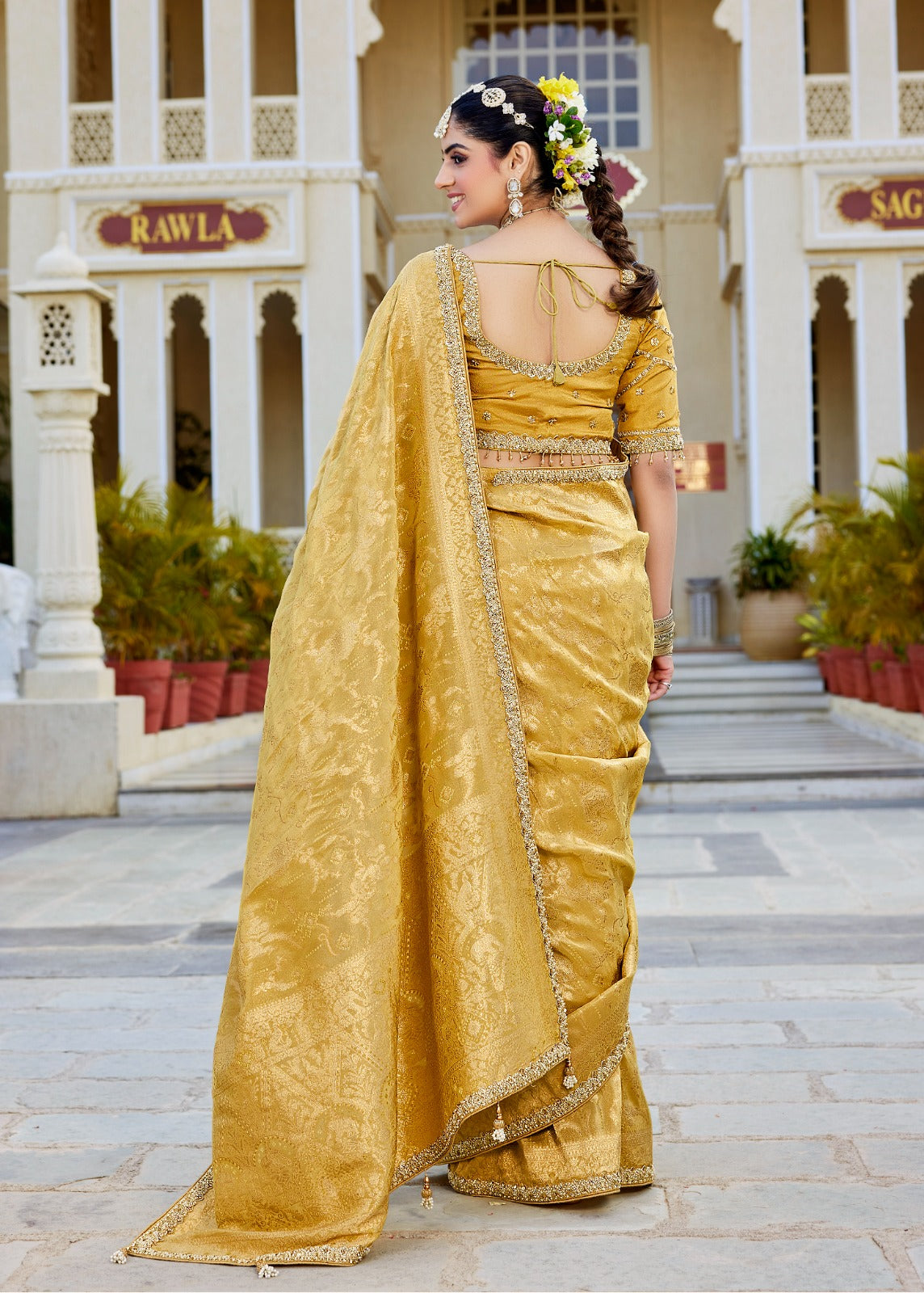 Mustard Gold Wedding Saree