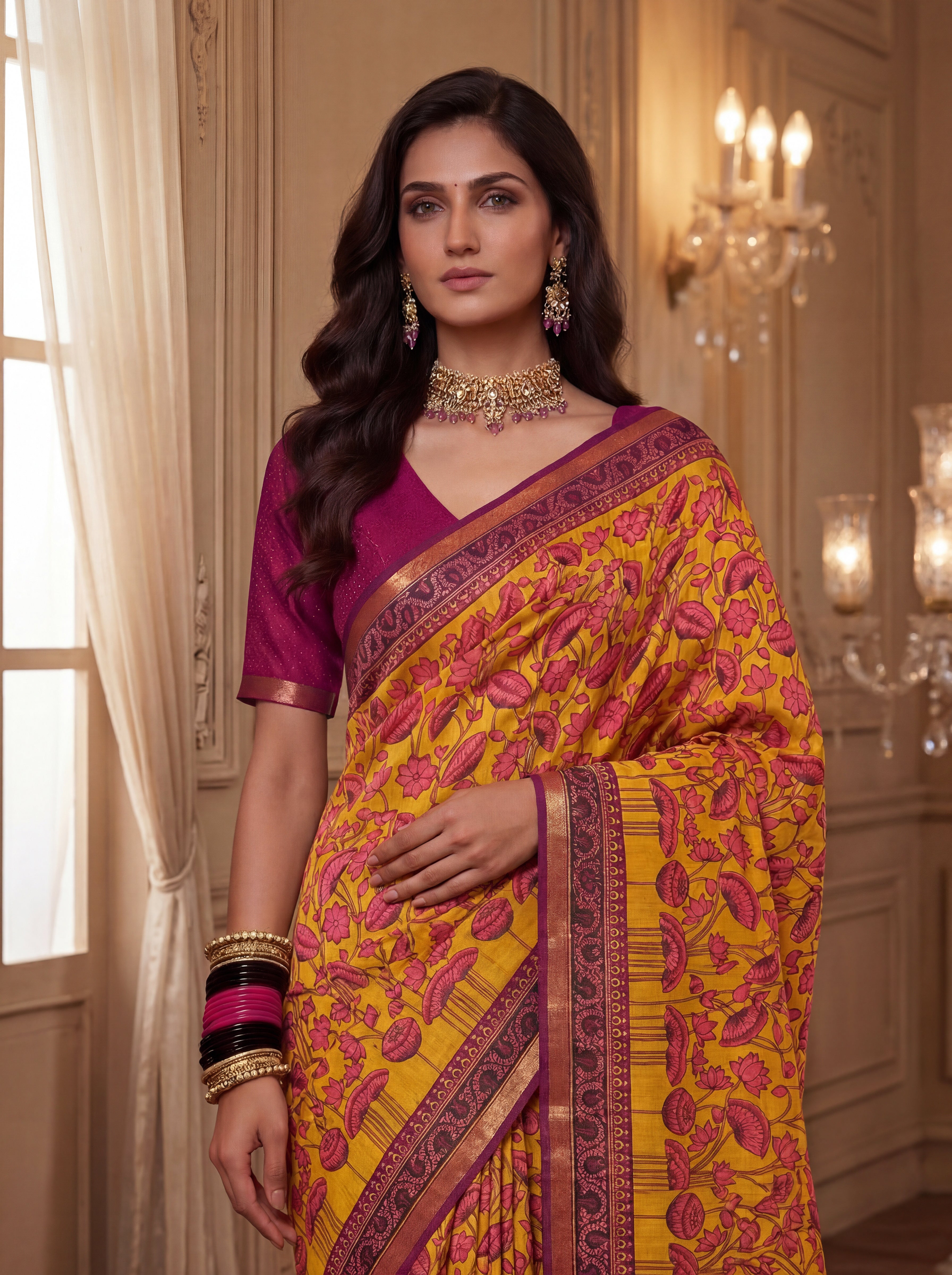 Pure Cotton Saree with Floral Pallu