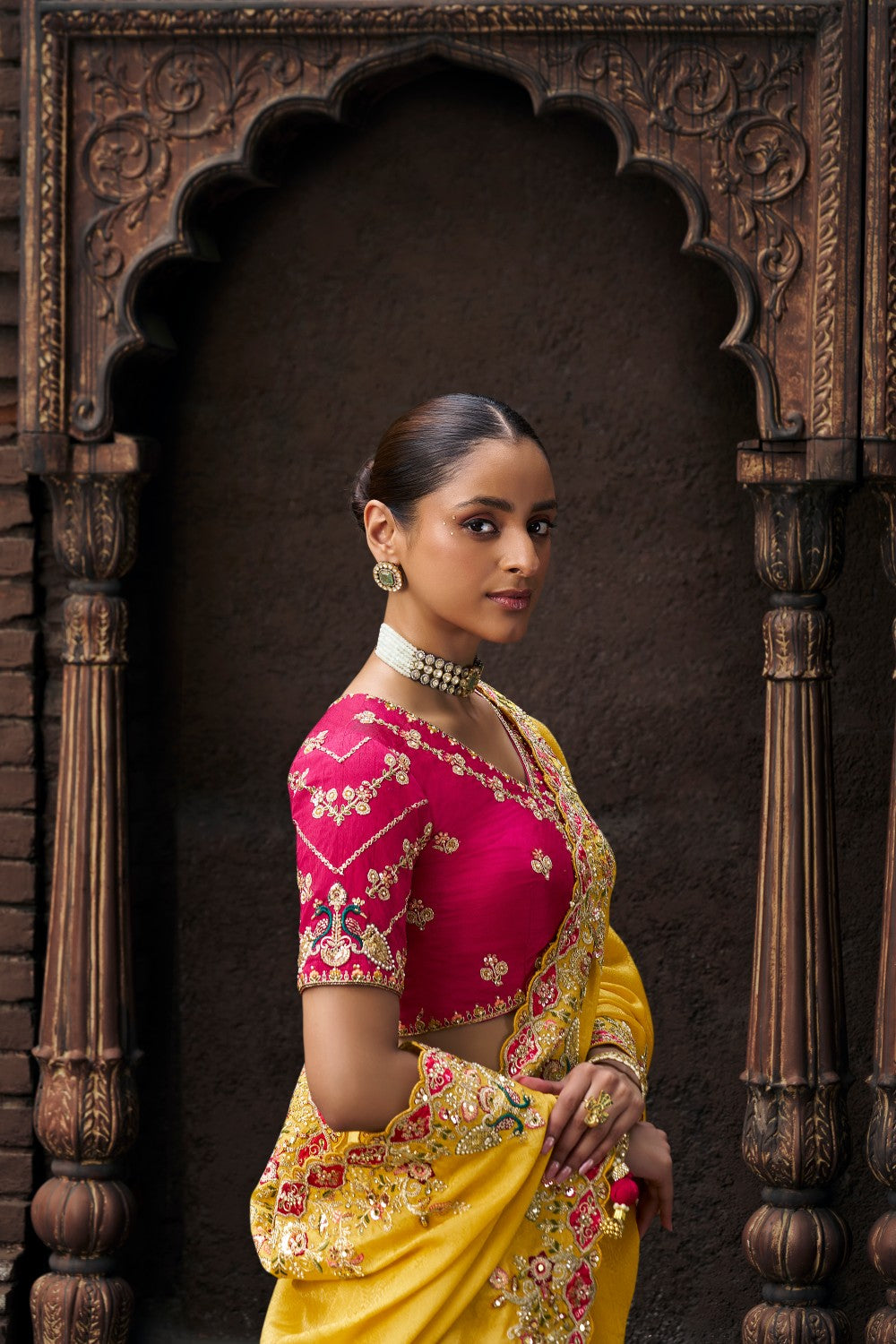 Elegant Yellow Silk Saree with Heavy Embroidery – Festive Collection - Krishree