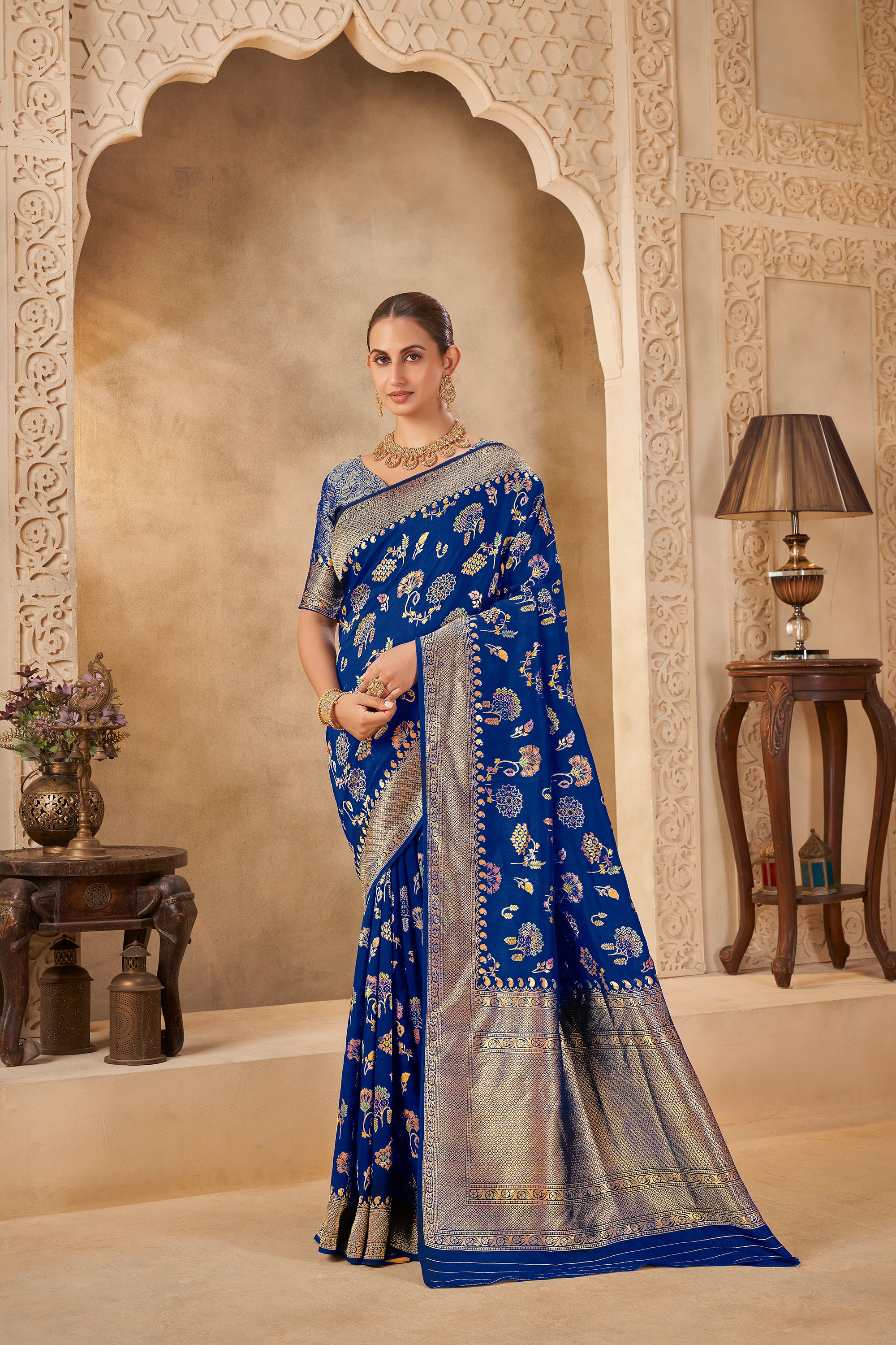 Majestic Blue Saree – Timeless Grace with Regal Appeal - Krishree