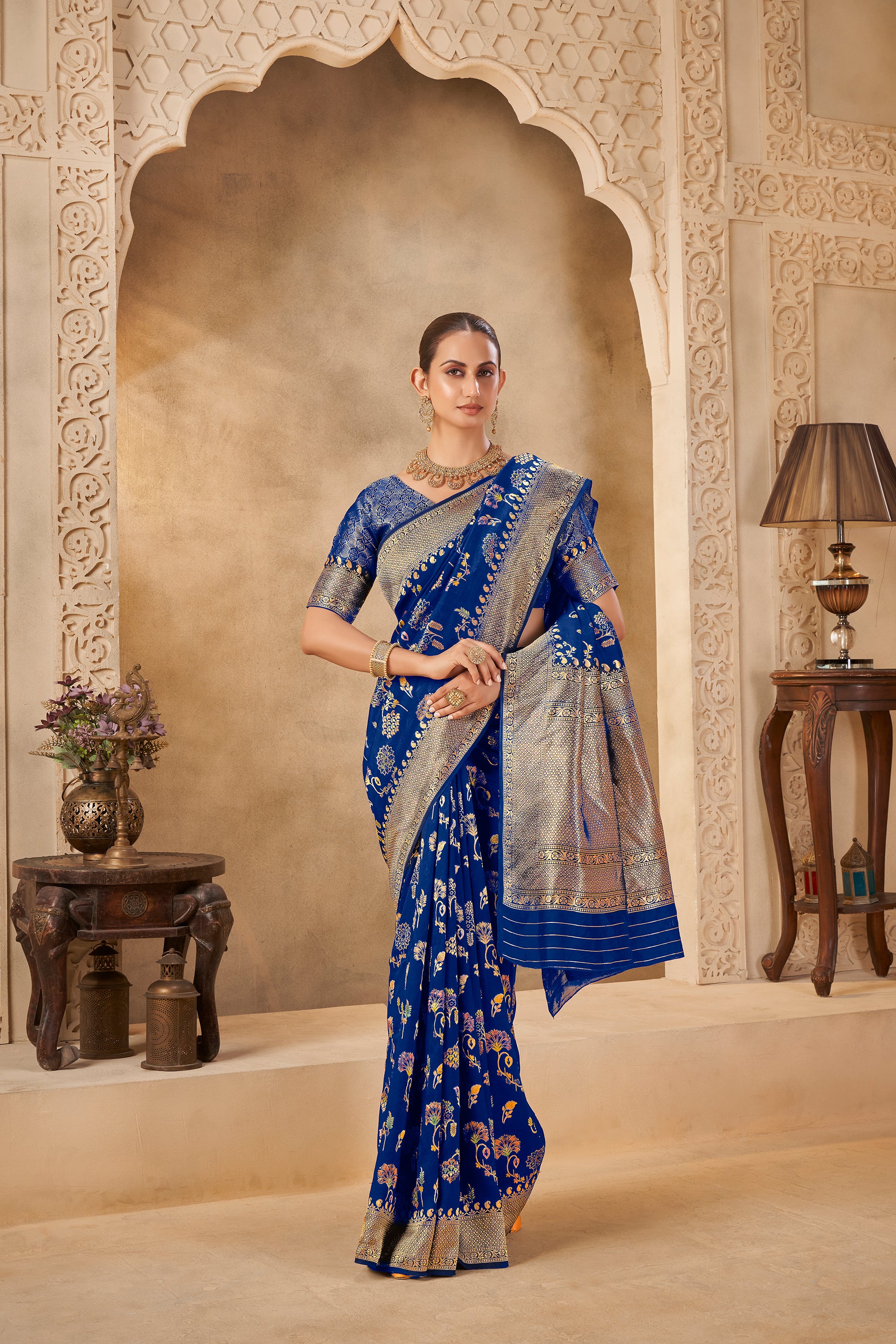 Majestic Blue Saree – Timeless Grace with Regal Appeal - Krishree