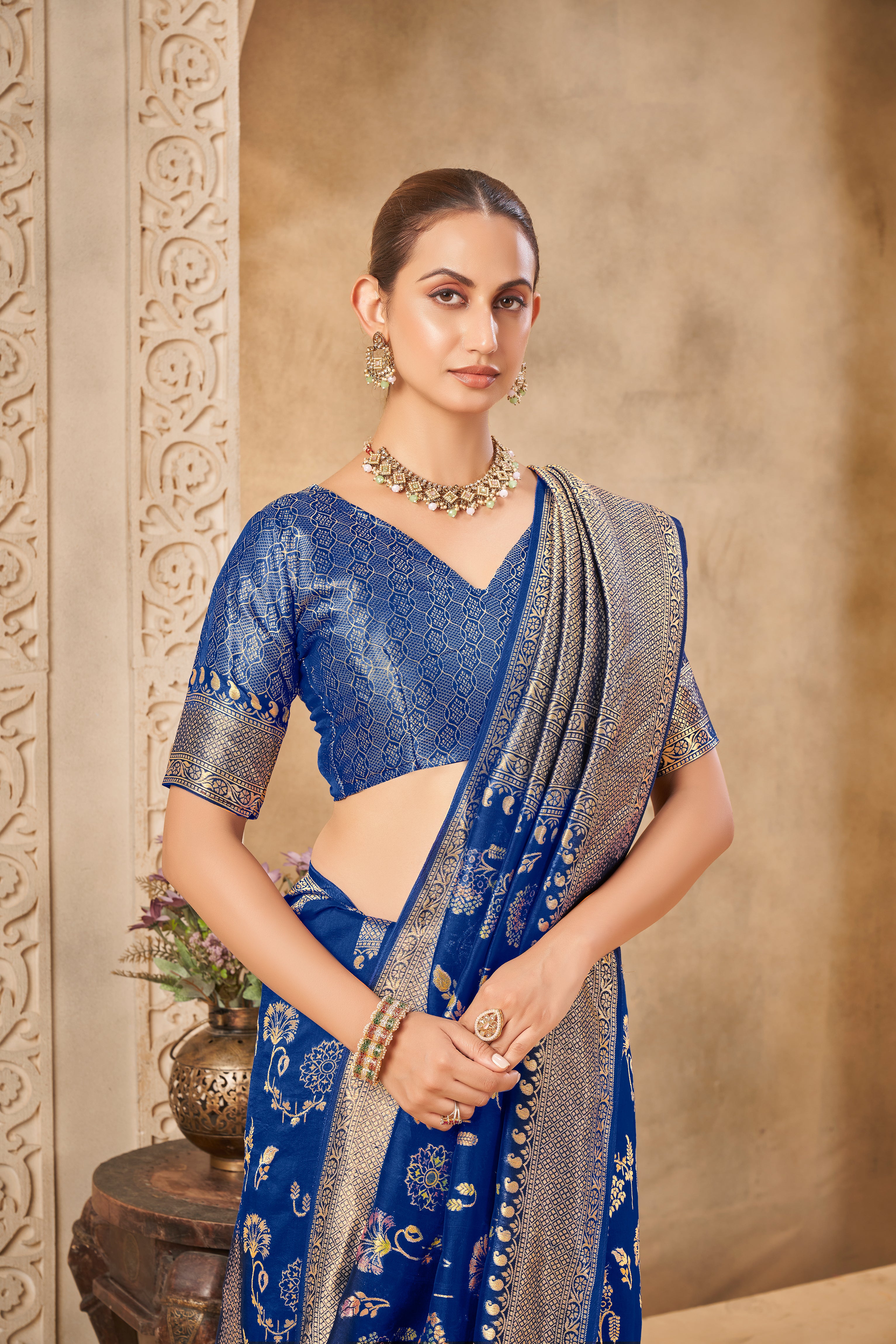 Majestic Blue Saree – Timeless Grace with Regal Appeal - Krishree