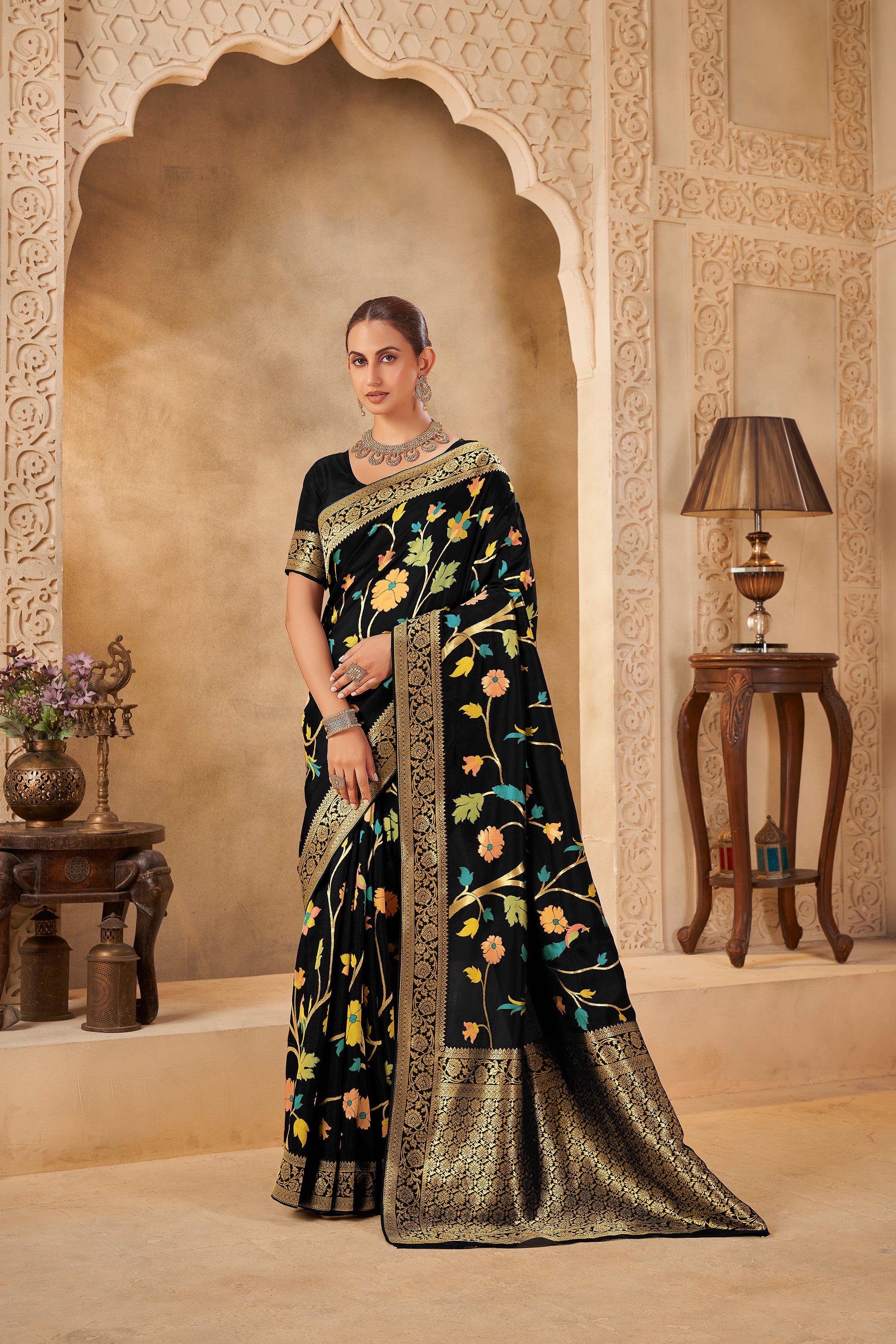 Classic Black Saree – Timeless Party Wear - Krishree