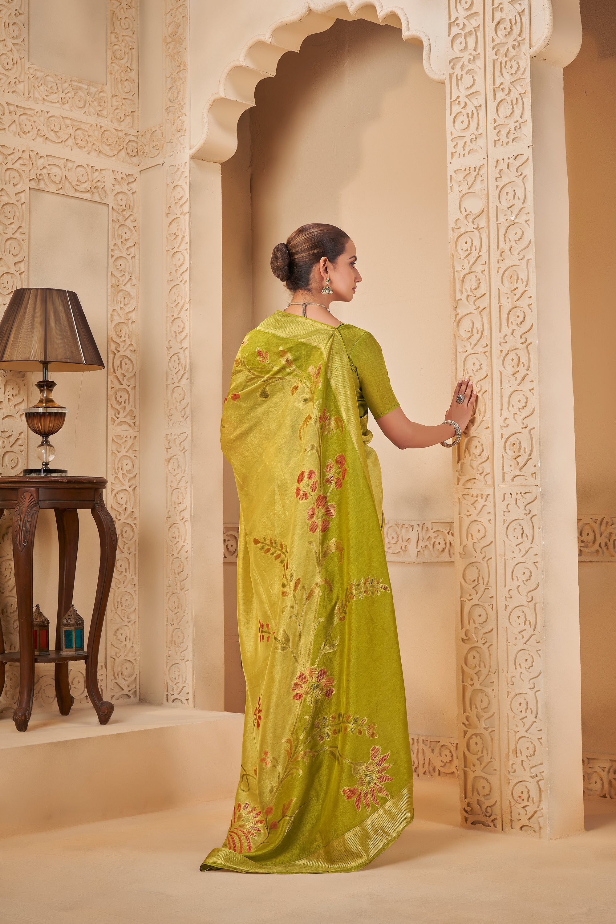 Majestic Olive Green Saree – Traditional Yet Trendy - Krishree