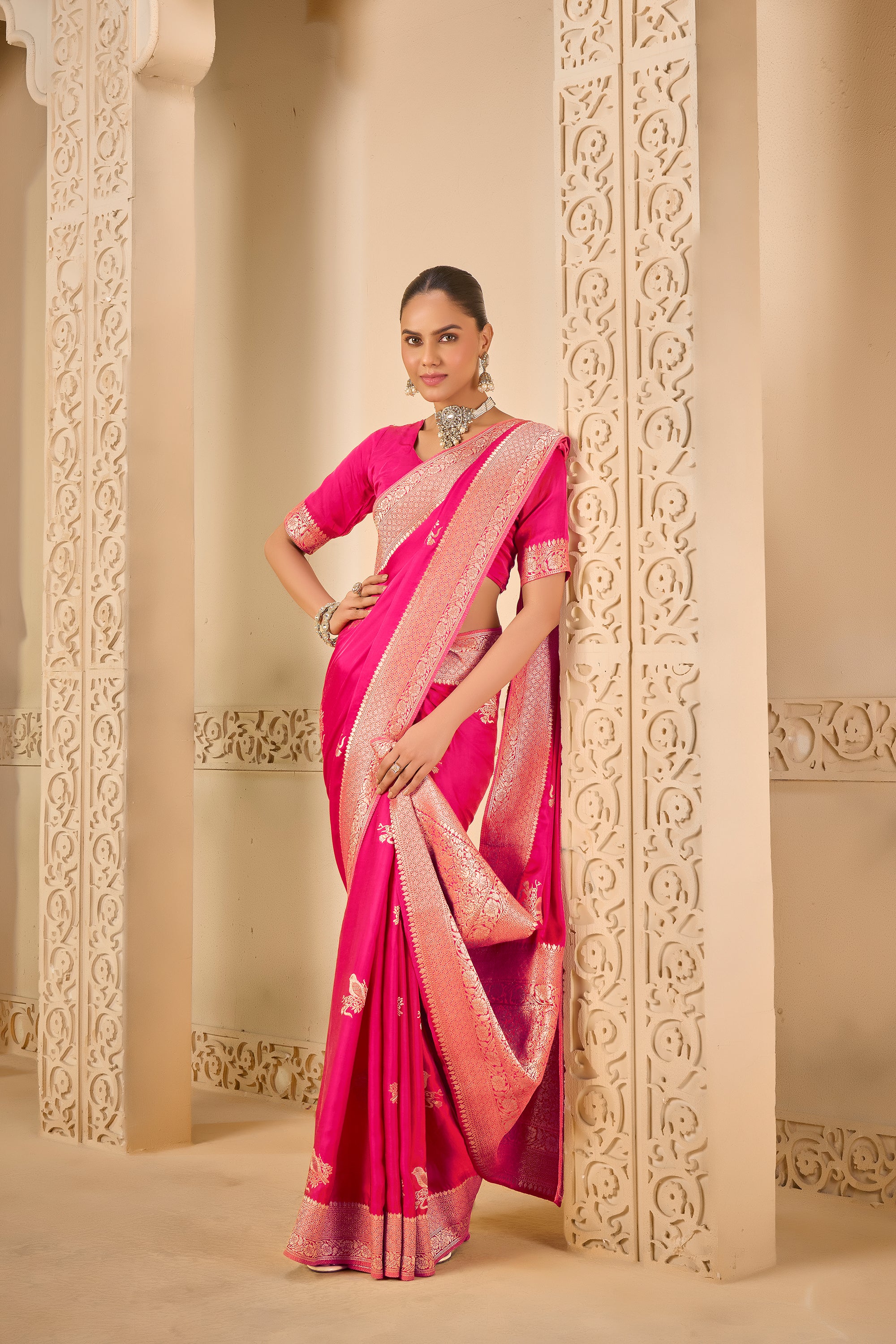 Blossom Pink Designer Saree – Traditional Beauty Redefined - Krishree