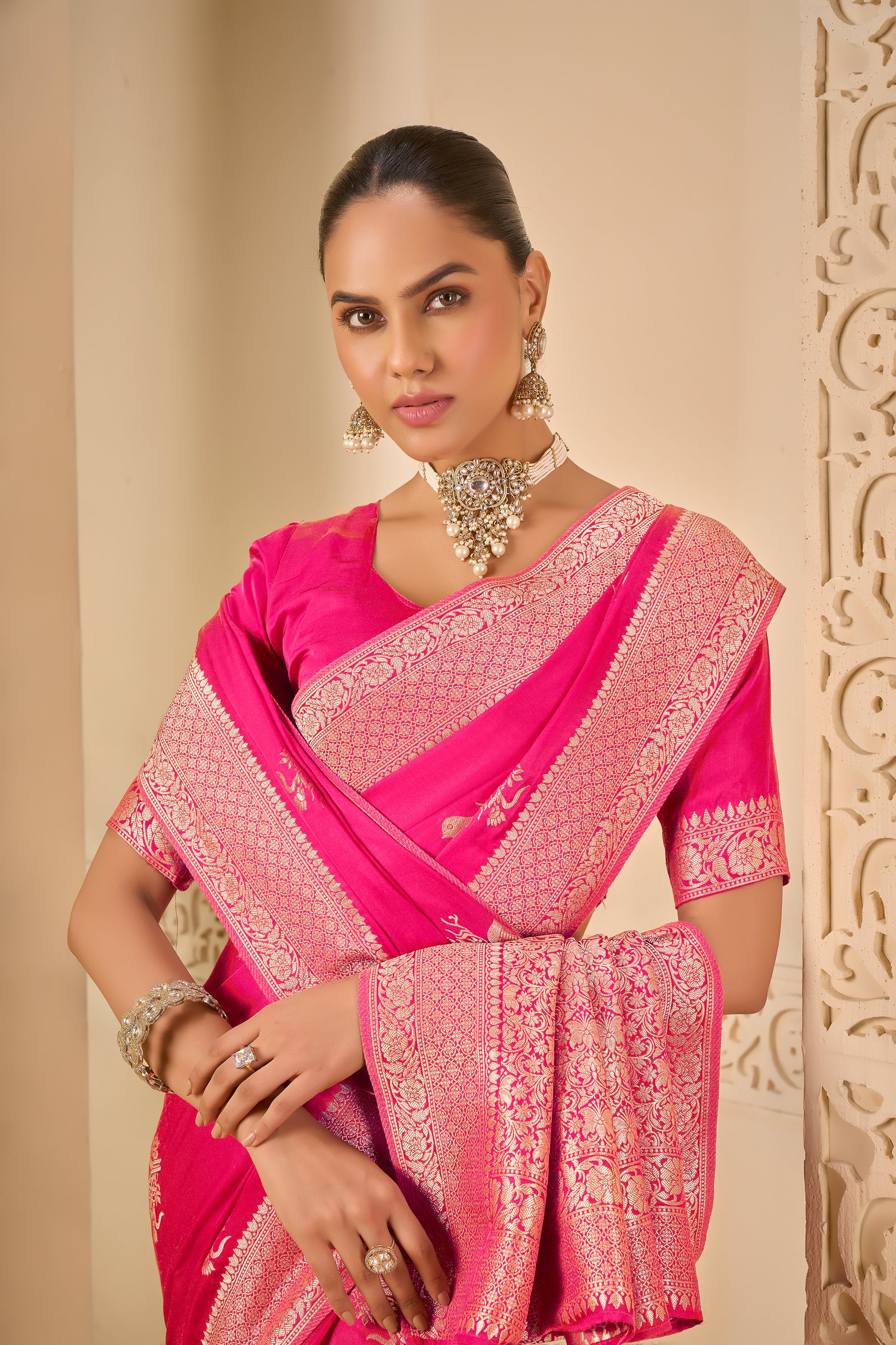 Blossom Pink Designer Saree – Traditional Beauty Redefined - Krishree