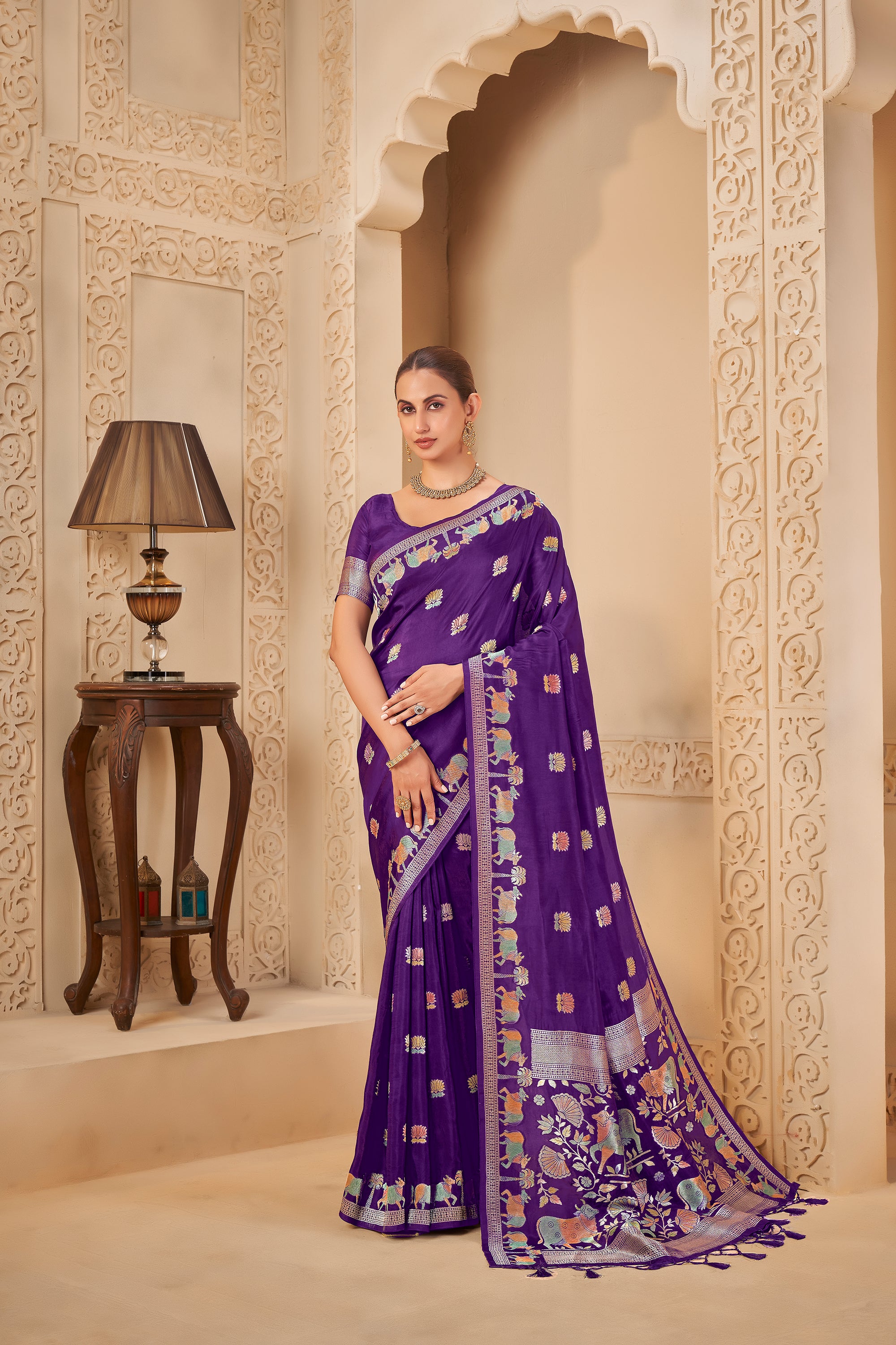 Royal Dark Blue Saree – Timeless Celebration Wear - Krishree