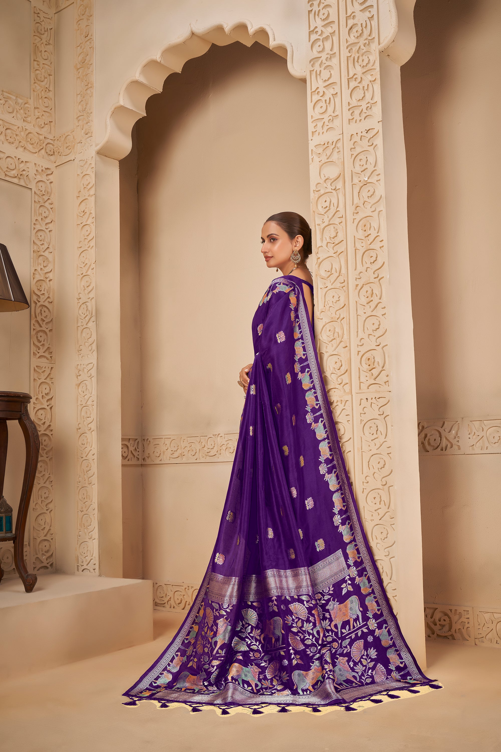 Royal Dark Blue Saree – Timeless Celebration Wear - Krishree