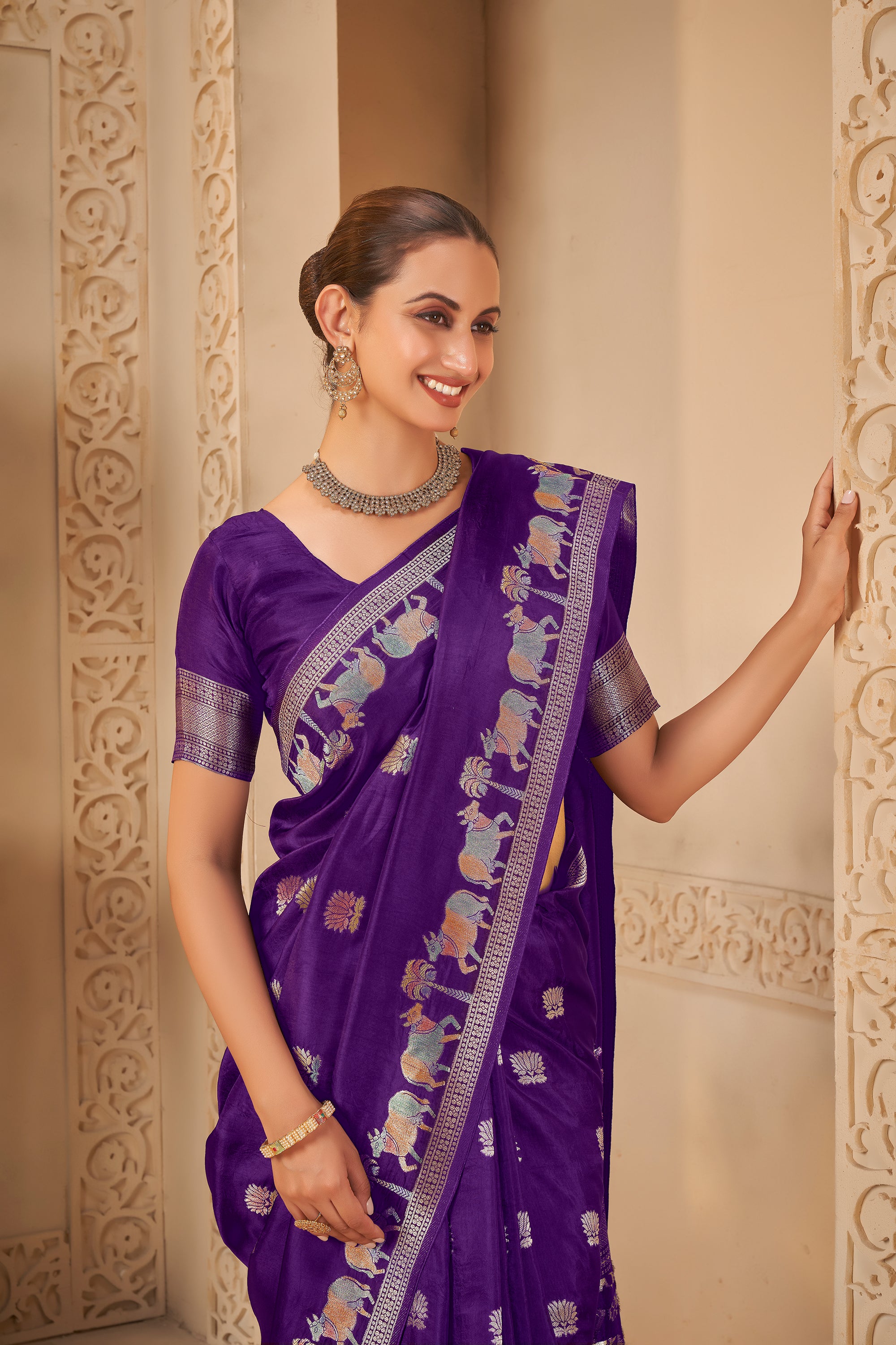 Royal Dark Blue Saree – Timeless Celebration Wear - Krishree