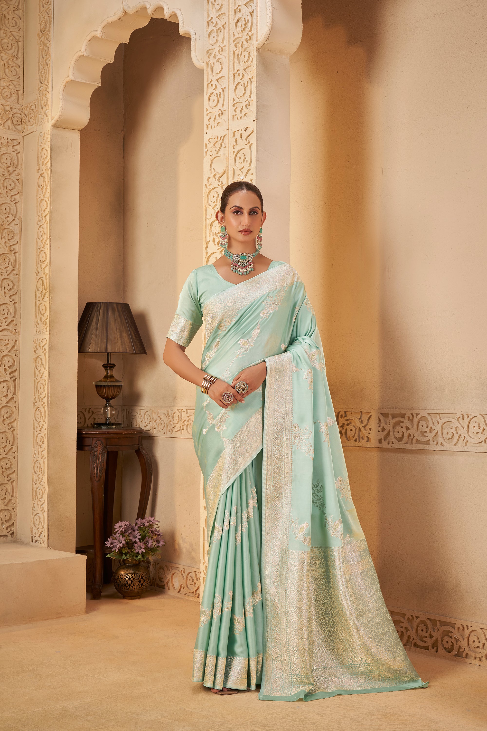 Serene Mint Green Saree – Elegant & Ethereal Charm - Krishree
