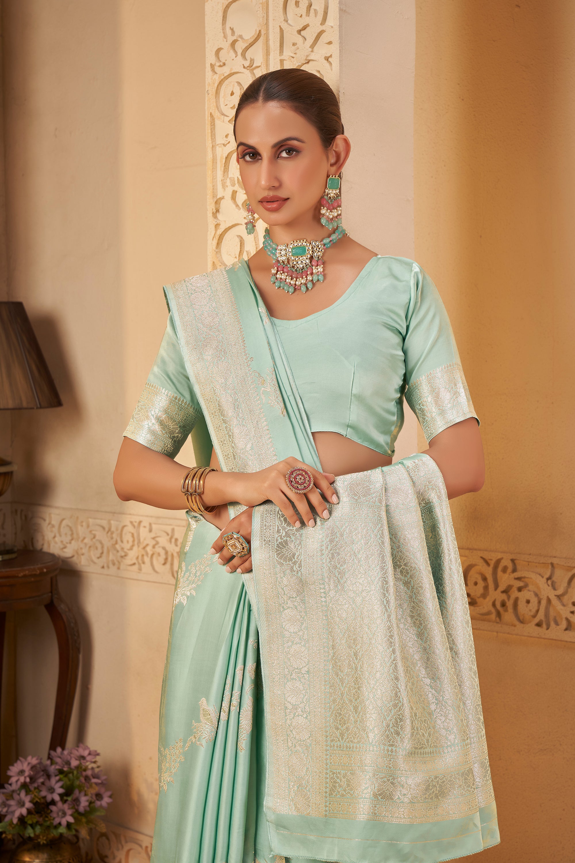 Serene Mint Green Saree – Elegant & Ethereal Charm - Krishree