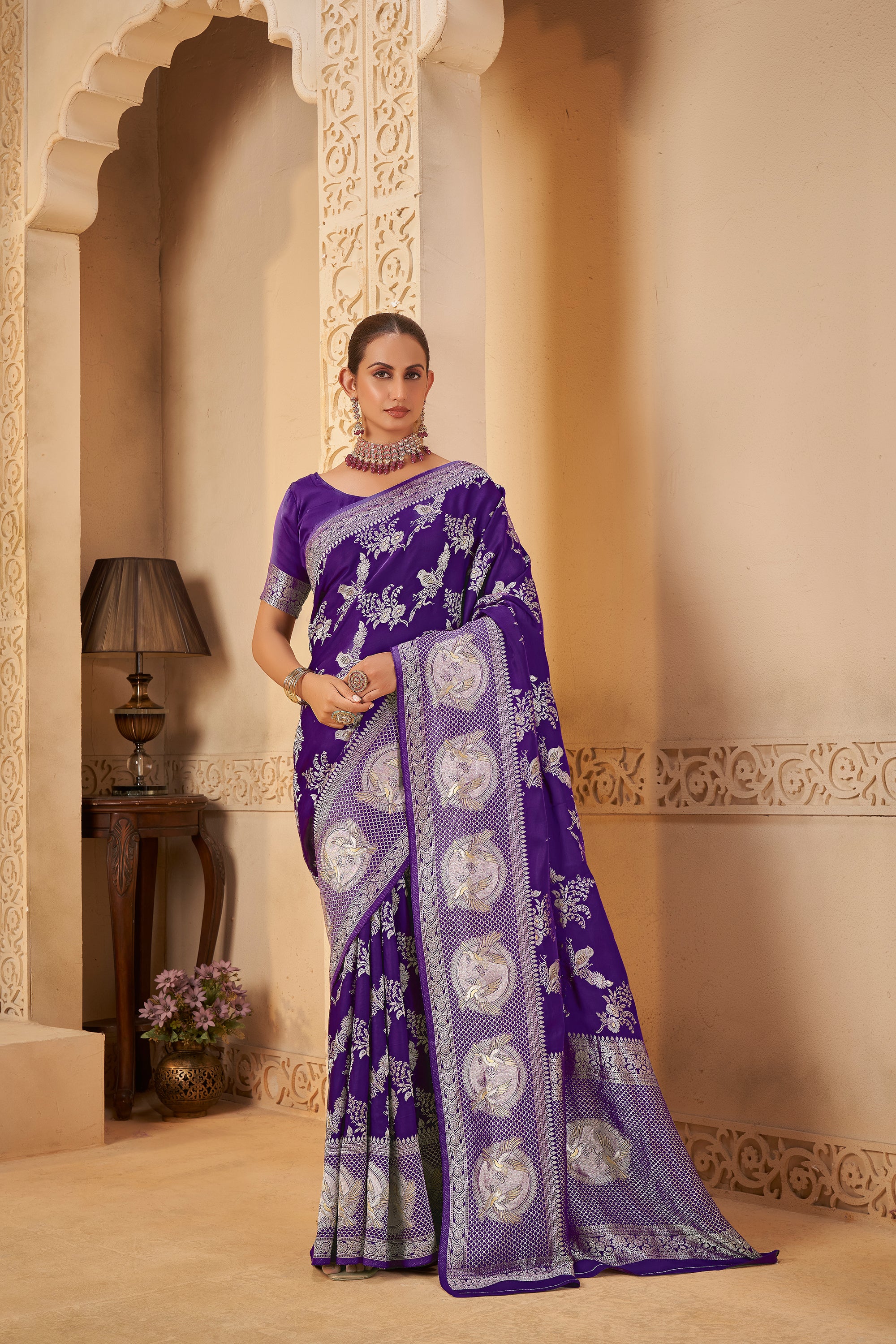 Imperial Violet Saree – Graceful, Glamorous & Timeless - Krishree