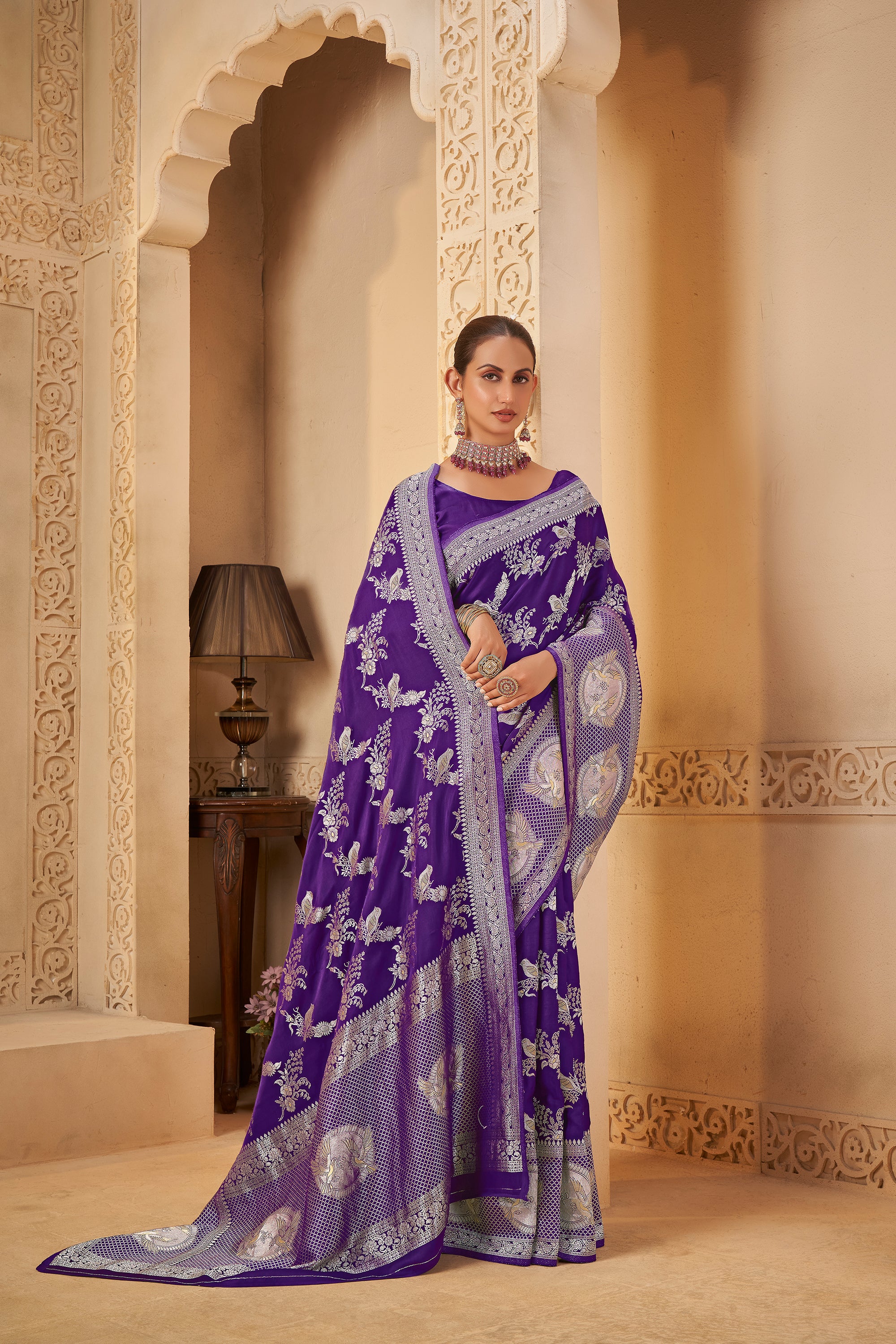 Imperial Violet Saree – Graceful, Glamorous & Timeless - Krishree