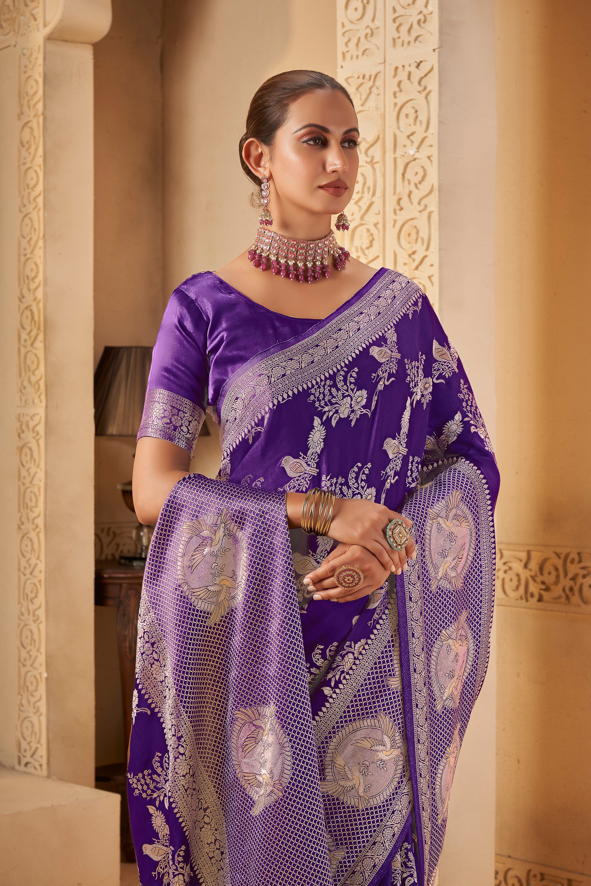Imperial Violet Saree – Graceful, Glamorous & Timeless - Krishree