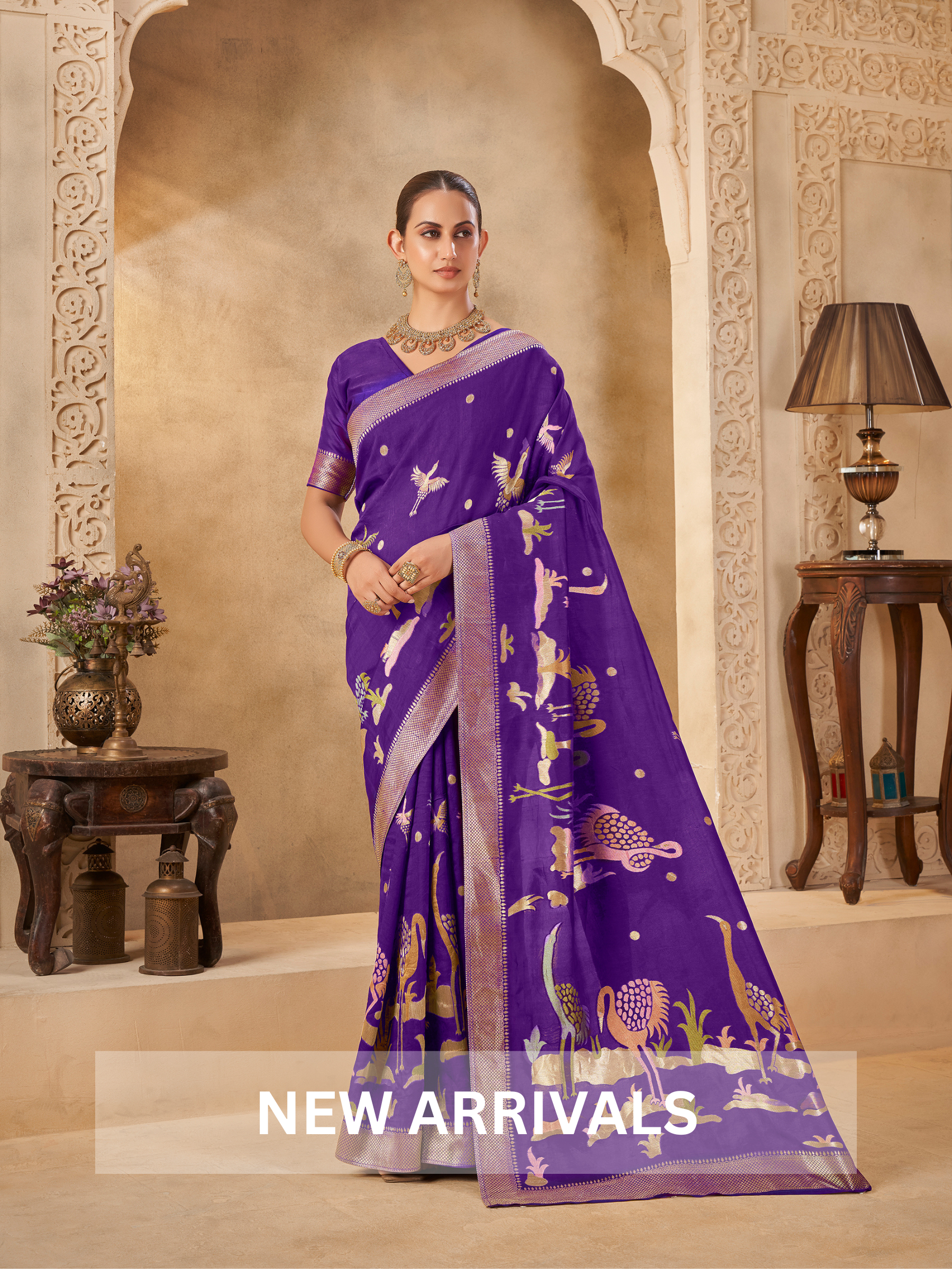 Elegant Cream Tusser Embroidered Lehenga Set with Peacock Motifs - Krishree