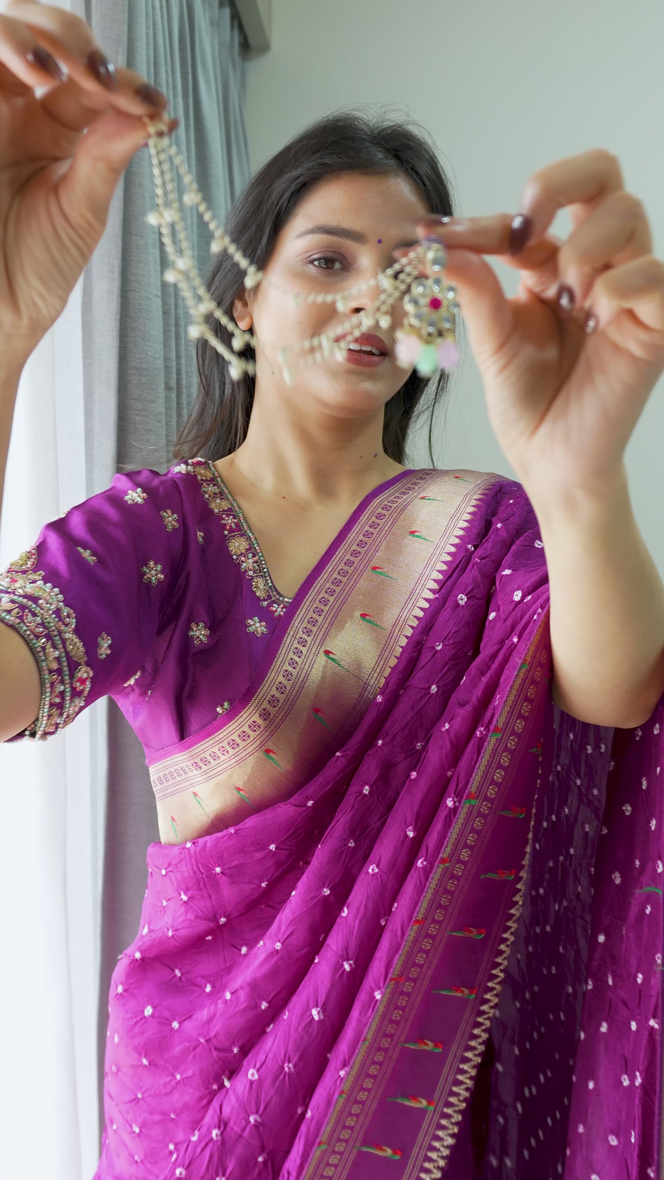 Royal Purple Paithani Bandhej Designer Saree